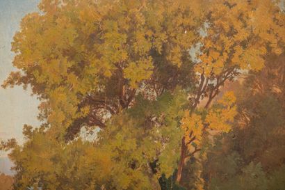 null Abel LAUVRAY (1870-1950).

Paysage lacustre.

Huile sur toile, signée en bas...