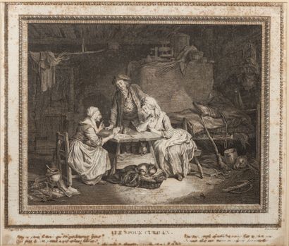 null Gilles DEMARTEAU (1722-1776) after François BOUCHER (1703-1770).

Scène galante...