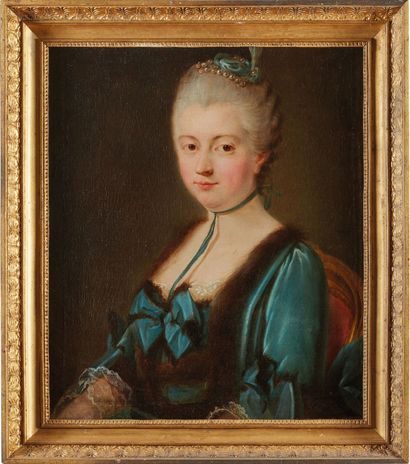 null Ecole FRANCAISE vers 1770.

Portrait de dame en robe bleue.

Toile.

H_57,5...