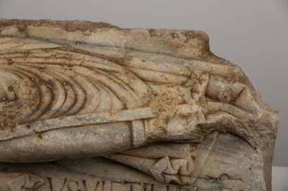 null 
Marble applique figure, Christian inscription at the base.

Romanesque art.


L_...