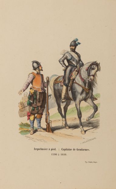 null Five framed engravings representing military: infantry voltigeur, riflemen,...