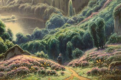  William DIDIER POUGET (1864-1959). 
Paysage de la Dordogne, bruyères en fleurs,...