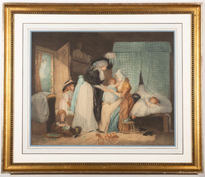 null George MORLAND (1763-1804), after.

The visit to the nurse.

Pair of framed...