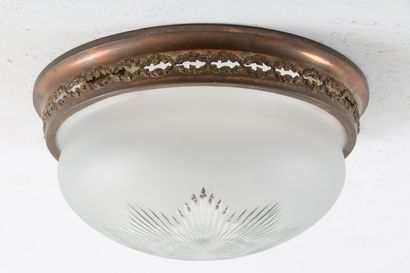 null Suite of four ceiling lights in brass and frosted and cut glass. 

The openwork...