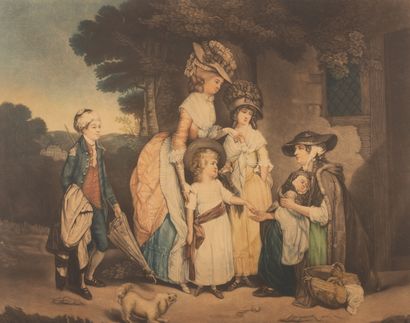 null George MORLAND (1763-1804), d'après.

La visite à la nourrice.

Paire de gravures...