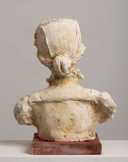 null Bust of a woman in patinated plaster, signed on the base Ga Giacometti, and...