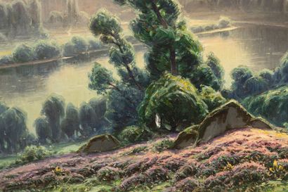 null William DIDIER POUGET (1864-1959).

Landscape of the Dordogne, heather in bloom,...