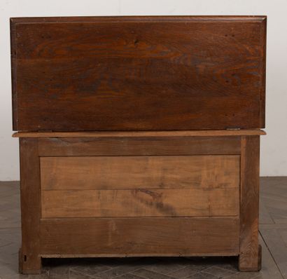 null Small molded and carved oak chest with napkin folds.

An old panel.

H_58 cm...