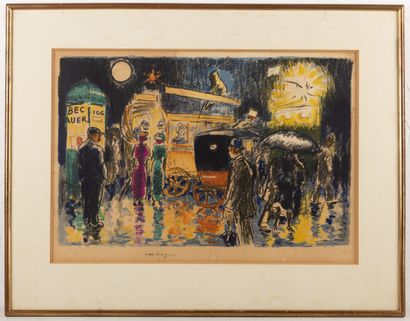 null Kees VAN DONGEN (1877-1968).

Place Pigalle, at night, circa 1950.

Lithograph...