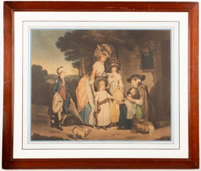 null George MORLAND (1763-1804), d'après.

La visite à la nourrice.

Paire de gravures...