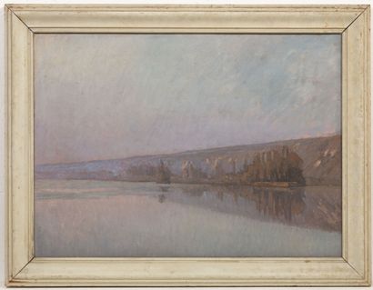 null French school of the XXth century.

Lake landscape.

Oil on canvas.

H_60,5...