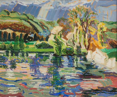 null Anne FRANCAIS (1909-1995)

La Ferté sous Jouarre, the dam.

Oil on canvas, monogrammed,...