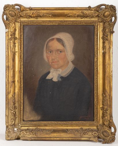 null GRUNENWALD.

Portrait of a woman with a fichu.

Oil on canvas, signed lower...