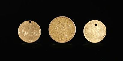 null Reunion of two gold 1 dollar coins and a 2 1/2 dollar coin. 

The 1 dollar coins...