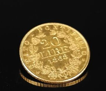 null Pièce de 20 lires or Pie IX.

1868.

6.45 grammes