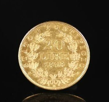 null Coin of 20 lire gold Pius IX.

1868.

6.45 grams