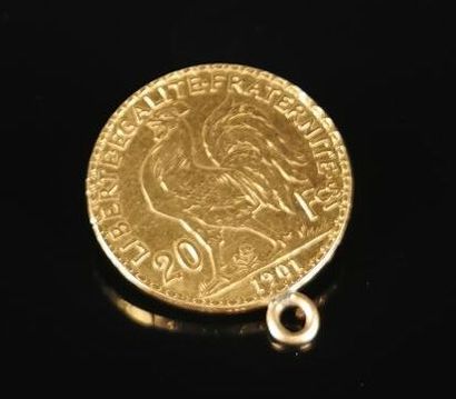 null Pièce de 20 francs or Marianne montée en pendentif.

1901.

6.54 grammes