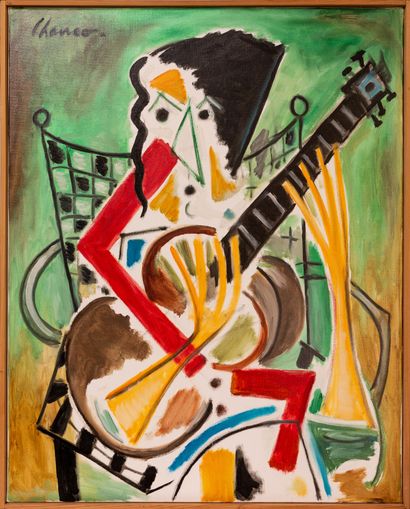 null Roland CHANCO (1914 - 2017).
Personnage à la guitare. 
Huile sur toile. 
1.08.72....