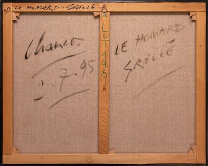 null Roland CHANCO (1914-2017). 
Le homard grillé. 
Huile sur toile. 
3.7.95. 
H_73...