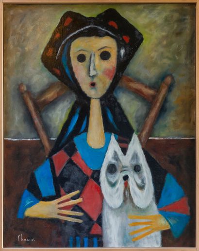 Roland CHANCO (1914-2017).
Femme au chien...