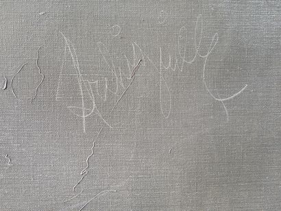 null ARCHIGUILLE (1932-2017).
Composition sur fond gris.
Huile sur toile, signée...