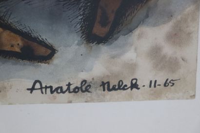 null Annalies NELCK (1925-2014), élève d'Henri MATISSE.
Chiens. 
Gouache sur papier,...