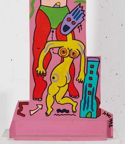 null Jean-Luc JUHEL (born in 1953).
Totem - 1992.
Acrylic on wood.
Signed and dated.
H_100...
