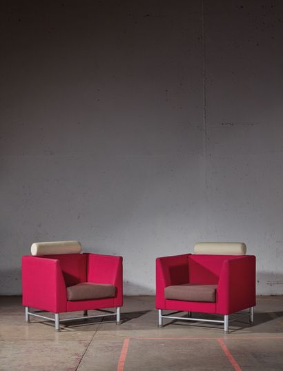 null Ettore SOTTSASS (1917 - 2007).
Pair of East Side armchairs - 1982.
Structure...