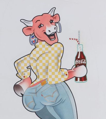 null ADVERTISING PROJECT.
Laughing cow drinking Coca Cola.
Ink and airbrush on paper.
H_60...