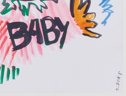 null Hervé DI ROSA (Born in 1959).
Baby - 1981.
Felt pen and stabilo on paper.
Signed...