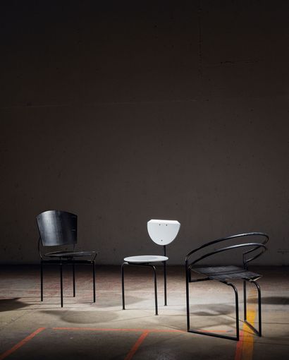 null Jesse MARTIN (XXth).
Elasta chair - 1988.
Structure in lacquered steel, seat...