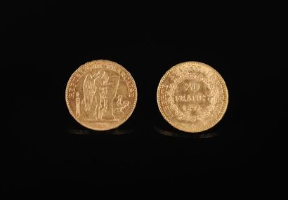null Deux pièces 20 francs or au génie de 1897 A. 
12.91 grammes