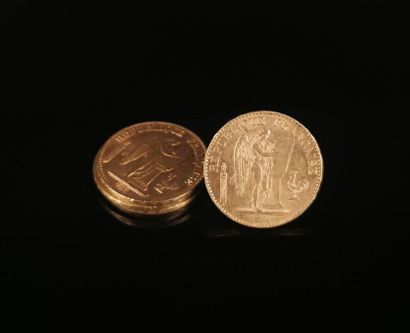 Quatre pièces de 20 Francs or au Génie.
1879,...