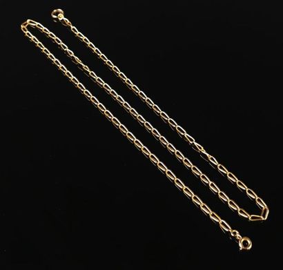 null Chaîne en or jaune à maille cheval.
L_ 57 cm.
11.47 grammes, 18K, 750°/00