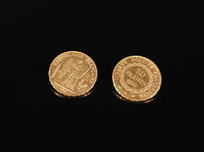 null Deux pièces 20 francs or au génie de 1897 A. 
12.91 grammes