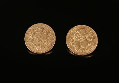 null Deux pièces de 20 francs or Cérès.
1851.
12.85 grammes