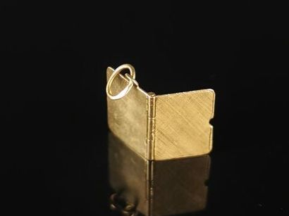 null Petit pendentif porte-photo en or jaune figurant un livre gravé à l'intérieur...