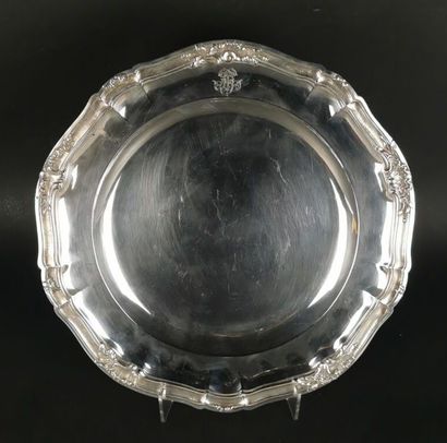 Silver dish of rocaille style, figured on...