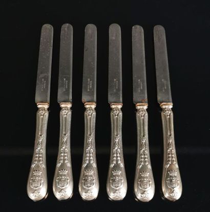 Suite of six fruit knives, the handles in...