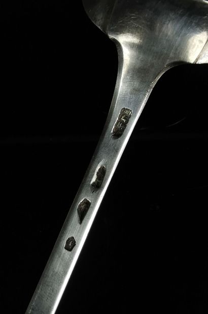 null Stew spoon in silver XVIIIth century, uniplat model.
Master goldsmith : M.P.L.,...