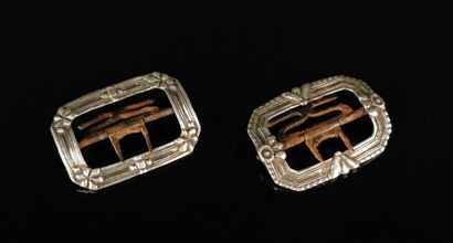 Two 18th century silver belt buckles, metal...