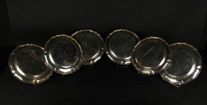 null Set of six circular sterling silver dishes with curved edges.
Mexican work.
D_29...