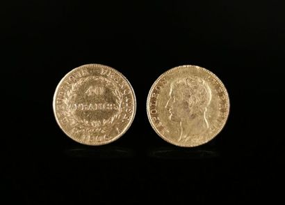 Deux pièces en or au profil de Napoléon Empereur.
1806...