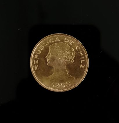 Pièce de cinq pesos or, republica de Chile,...