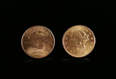 null Two 20-dollar gold coins, Liberty head and Liberty statue.
1904 and 1924.
66.99...