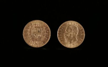 null Two 20 lire gold coins.
1867 and 1873.
12.90 grams