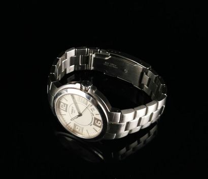 null TISSOT. 
Steel men's wristwatch model "Powermatic 100M".
Creamy white dial with...