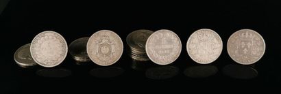 null Reunion of fourteen silver coins including :
- seven 5-franc Louis-Philippe...