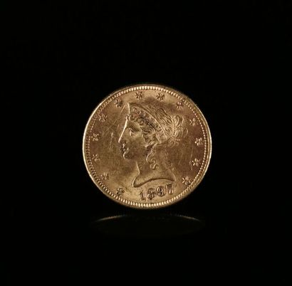null 10-dollar gold liberty head coin.
1897.
16.74 grams