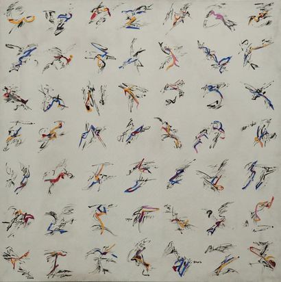 Sivalax SOUKI (né en 1949) Massa Bleue - 1990 Acrylique et collage sur toile. Signé,...